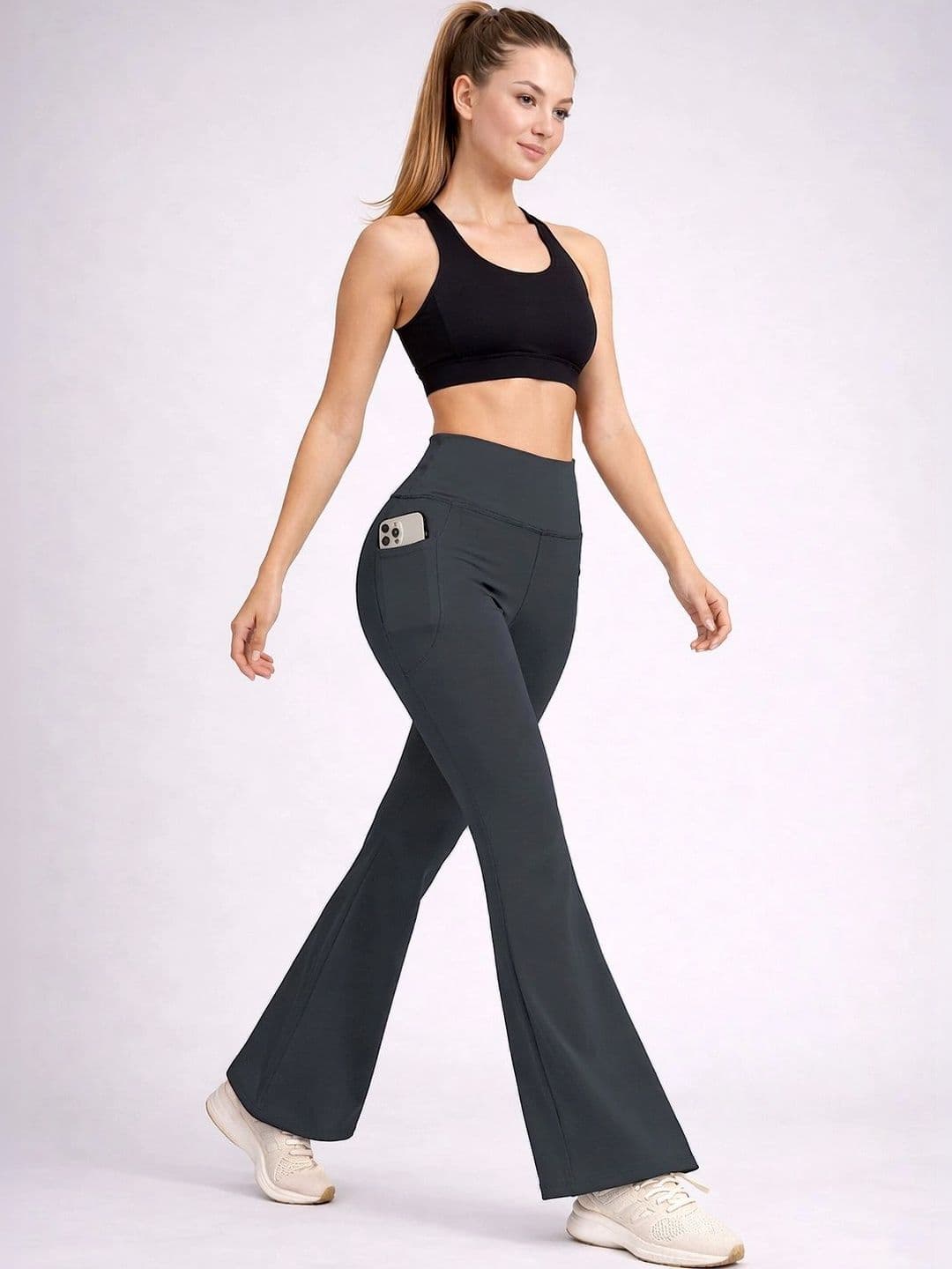 POOJARAN SAREE POOJARAN SAREE Women Slim Fit Dark grey Flared Bell Bottom Training Track Pants