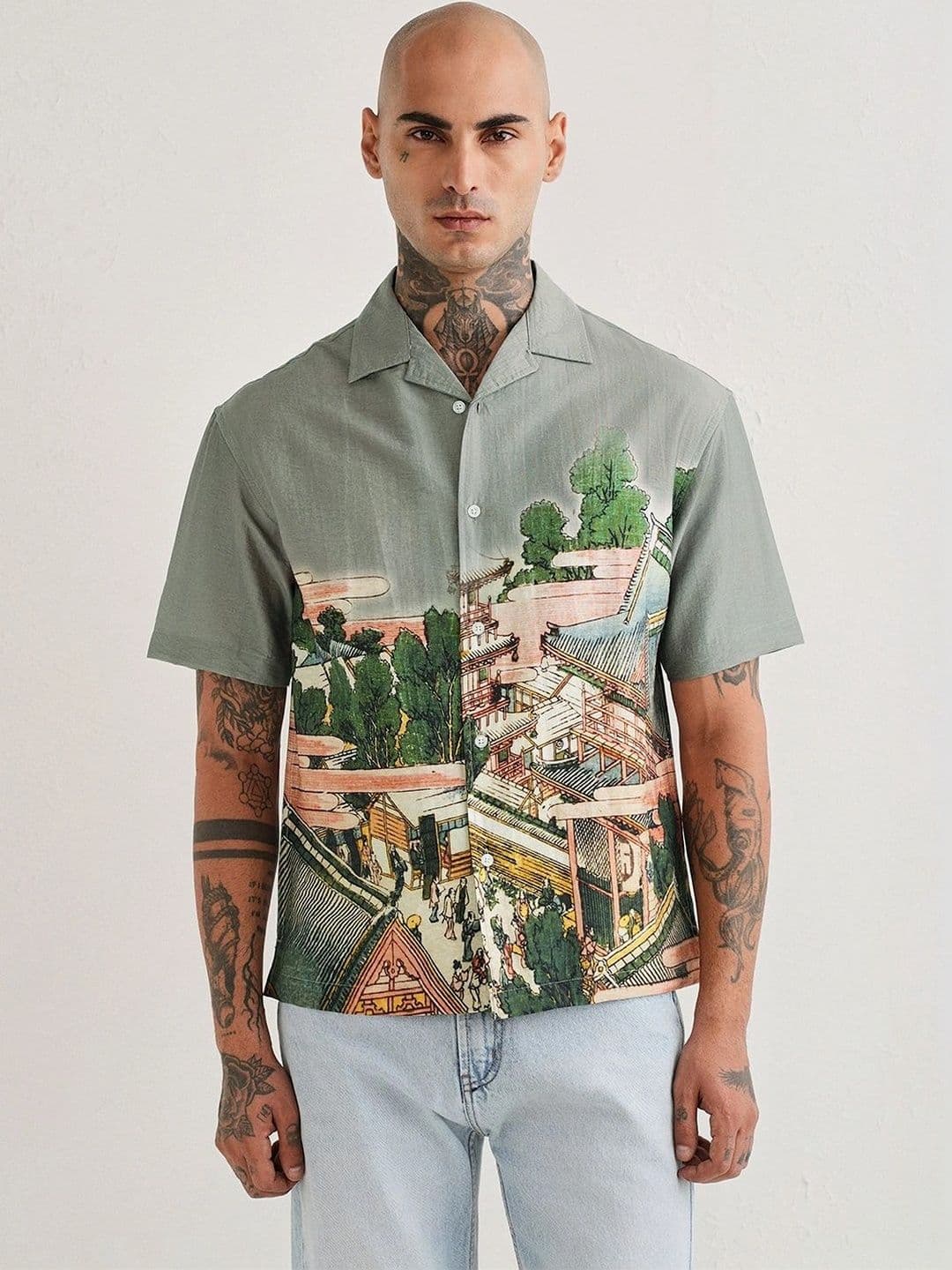 Placement Printed Shirts Banana Club Men Boxy Printed Casual Shirt