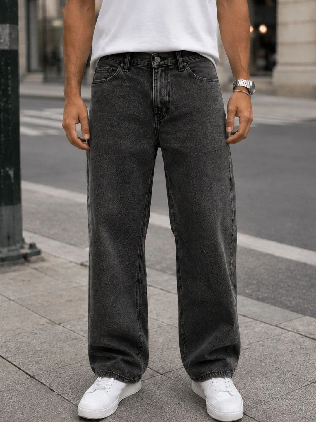 DENIM HAWK DENIM HAWK Men Classic Straight Fit Mid-Rise Stretchable Jeans