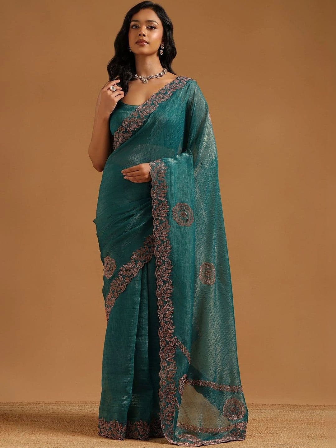 Soch Soch Embellished Embroidered Pure Chiffon Saree
