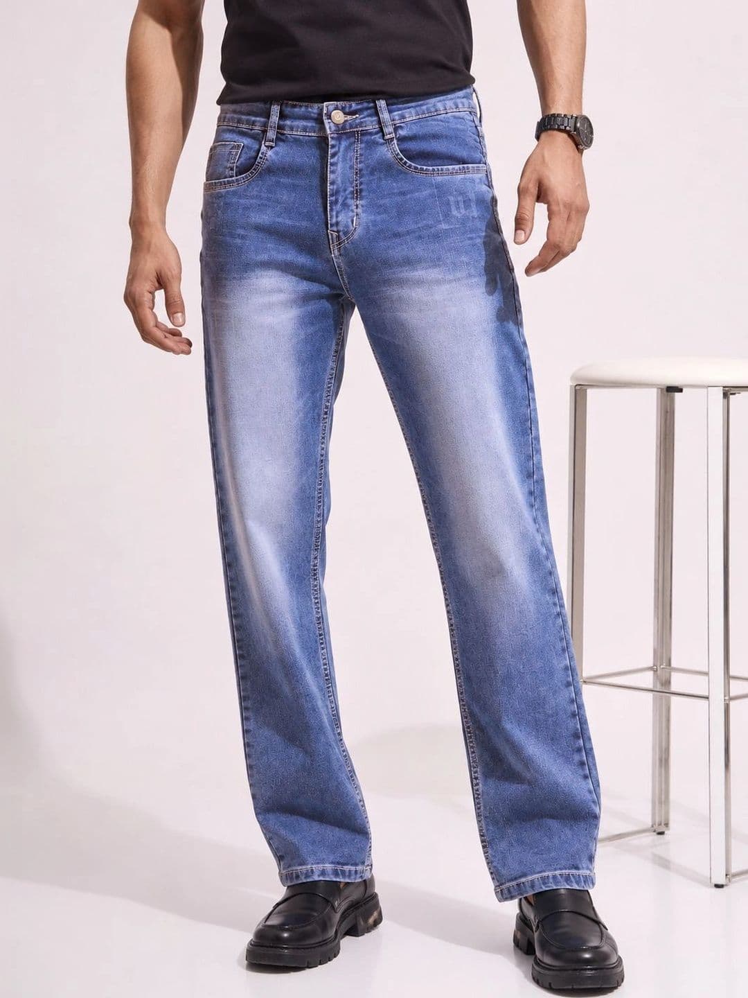 GEX GEX Men Jean Regular Fit Mid-Rise Low Distress Stretchable Jeans