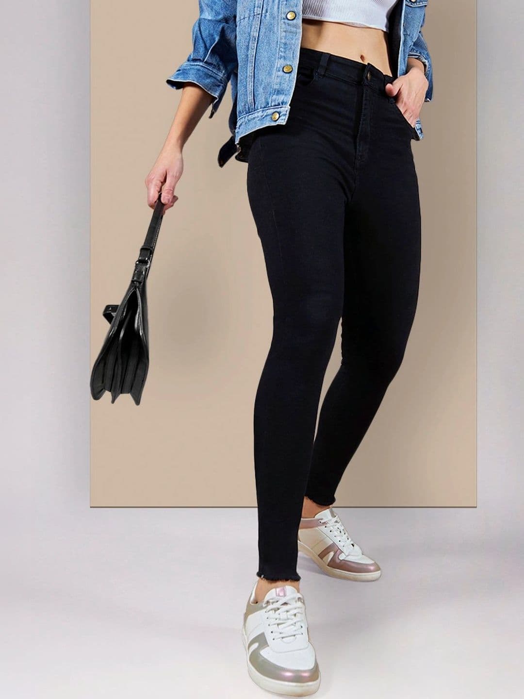 Chemistry Chemistry Women Skinny Fit High-Rise Low Distress Cuffed Hem Jeans