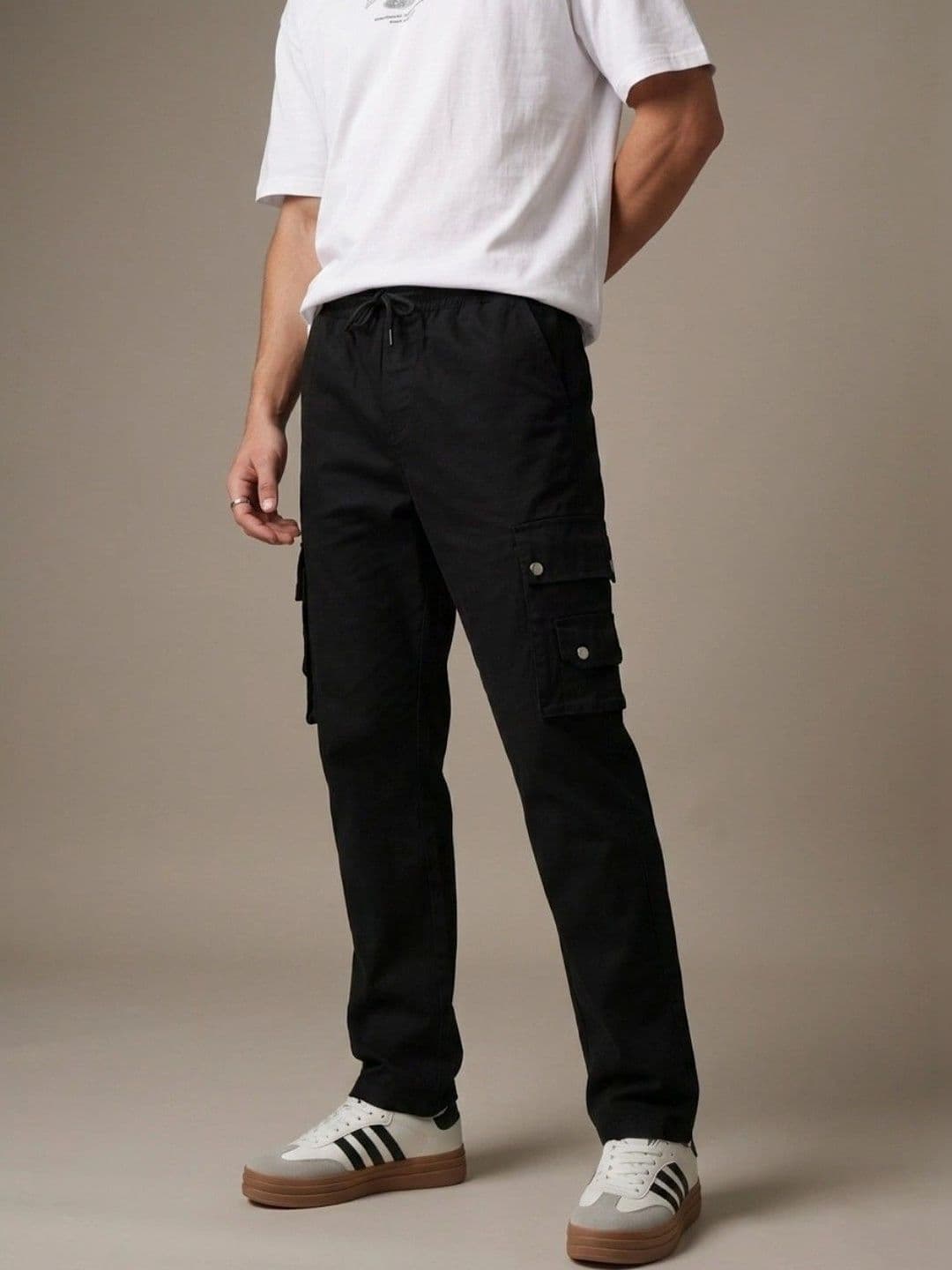 MaverIQ MaverIQ Men Classic Regular Fit Mid-Rise Stretchable Cargo Pant Trousers