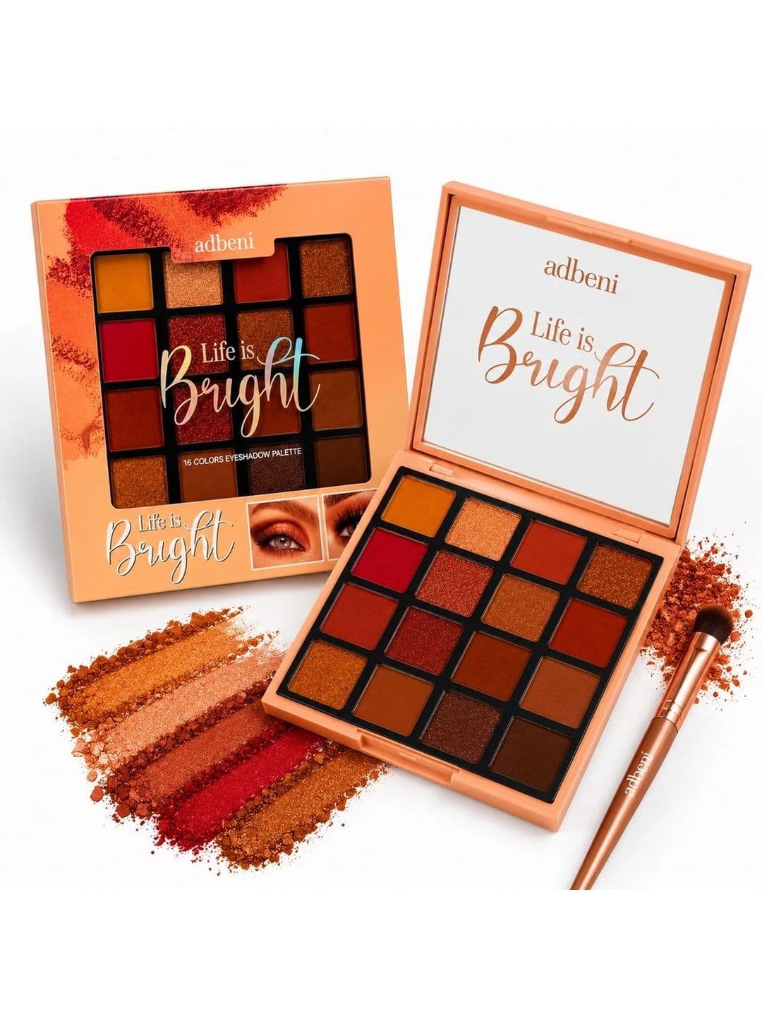 Adbeni Adbeni 16 Colors Matte & Shimmer Eyeshadow Palette - Rustic Glow 02