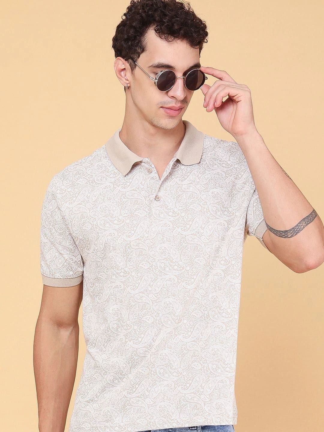 LIMEROAD LIMEROAD Men Printed Polo Collar T-shirt