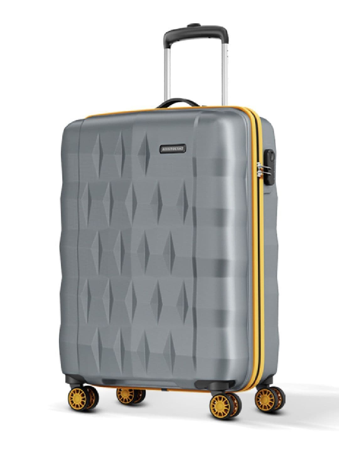 Hard-Sided Cabin Trolley Bag Aristocrat Comet Grey Small Hard Luggage 56cm Cabin Trolley Bag with Smooth 8-Wheel