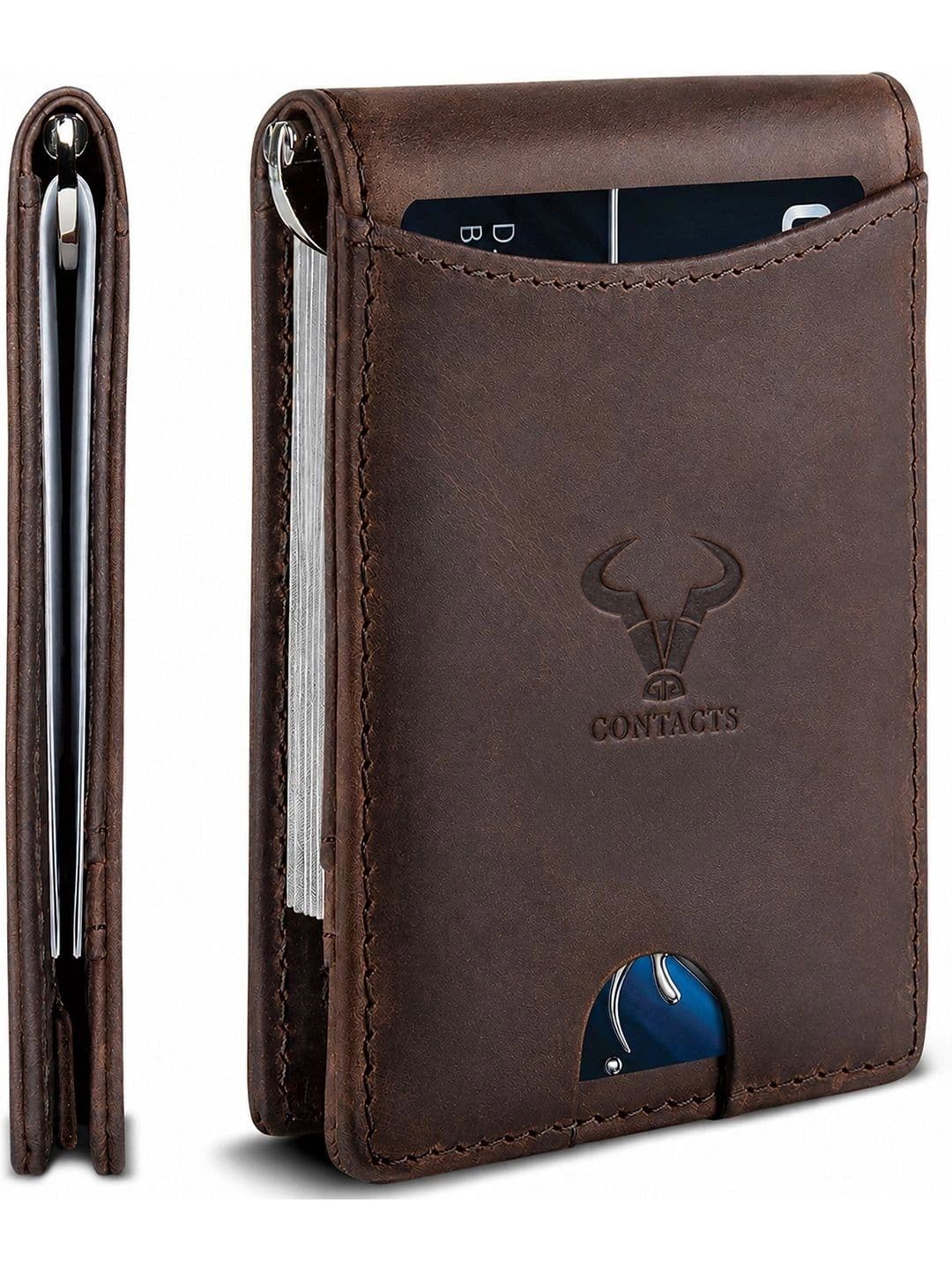 CONTACTS CONTACTS Men Textured Leather Money Clip
