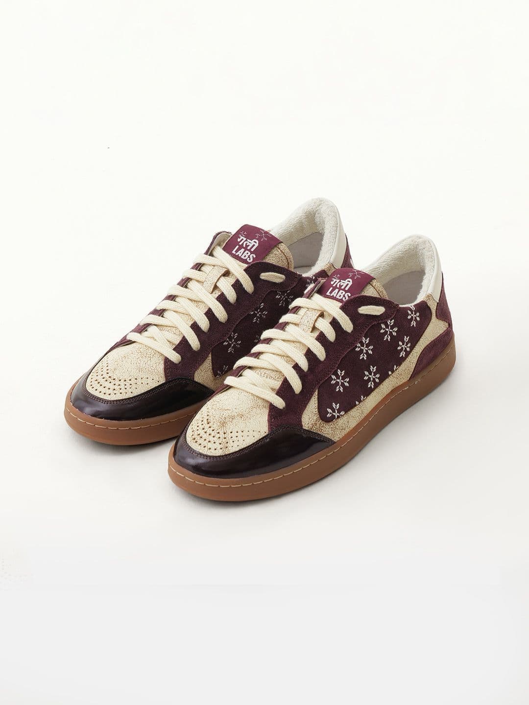 Men Colourblocked Sneakers GULLY LABS Men Leather Barfi Burgundy Premium Casual Sneakers