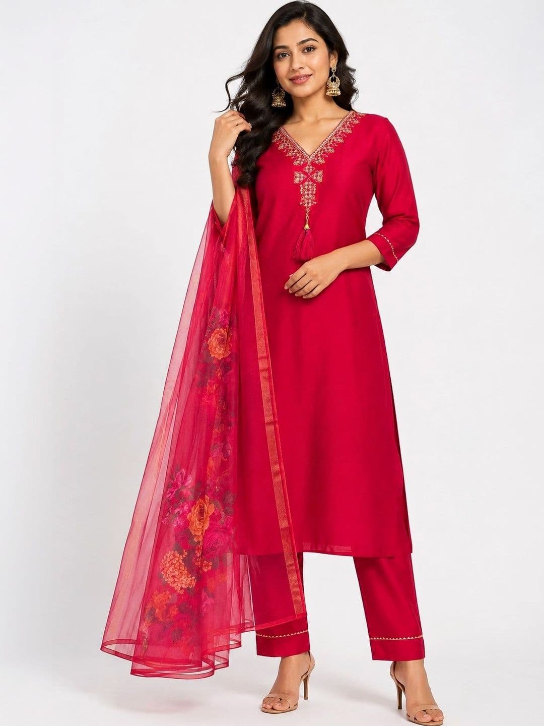 Aalo Fashion Aalo Fashion Women Ethnic Motifs Embroidered Regular Kurta with Trousers & With Dupatta