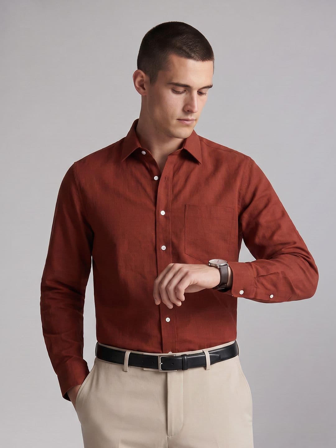 Slim Fit Formal Shirt Van Heusen Slim Fit Cotton Linen Formal Shirt
