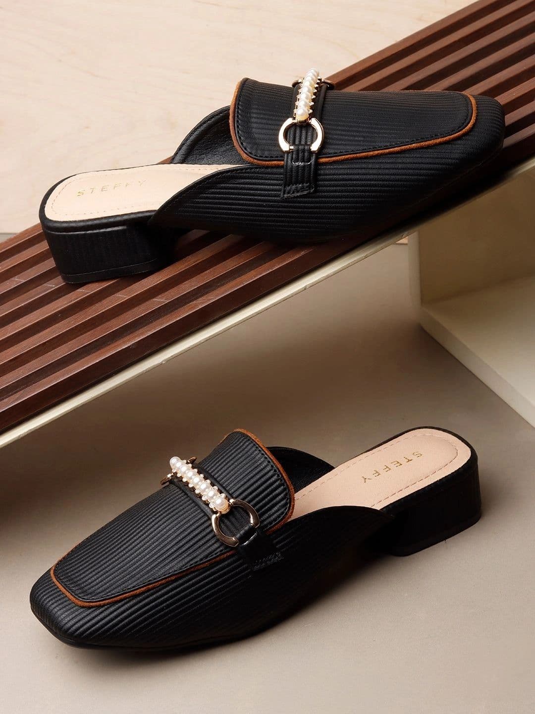 STEFFY STEFFY Textured Block Mules