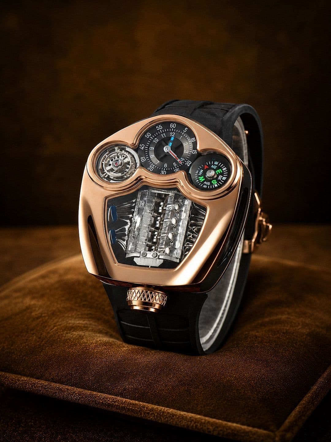 ZIVANCHE ZIVANCHE Men Skeleton Dial & Straps Analogue Chronograph Automatic Motion Powered Watch ZIVREEGSRBR0119