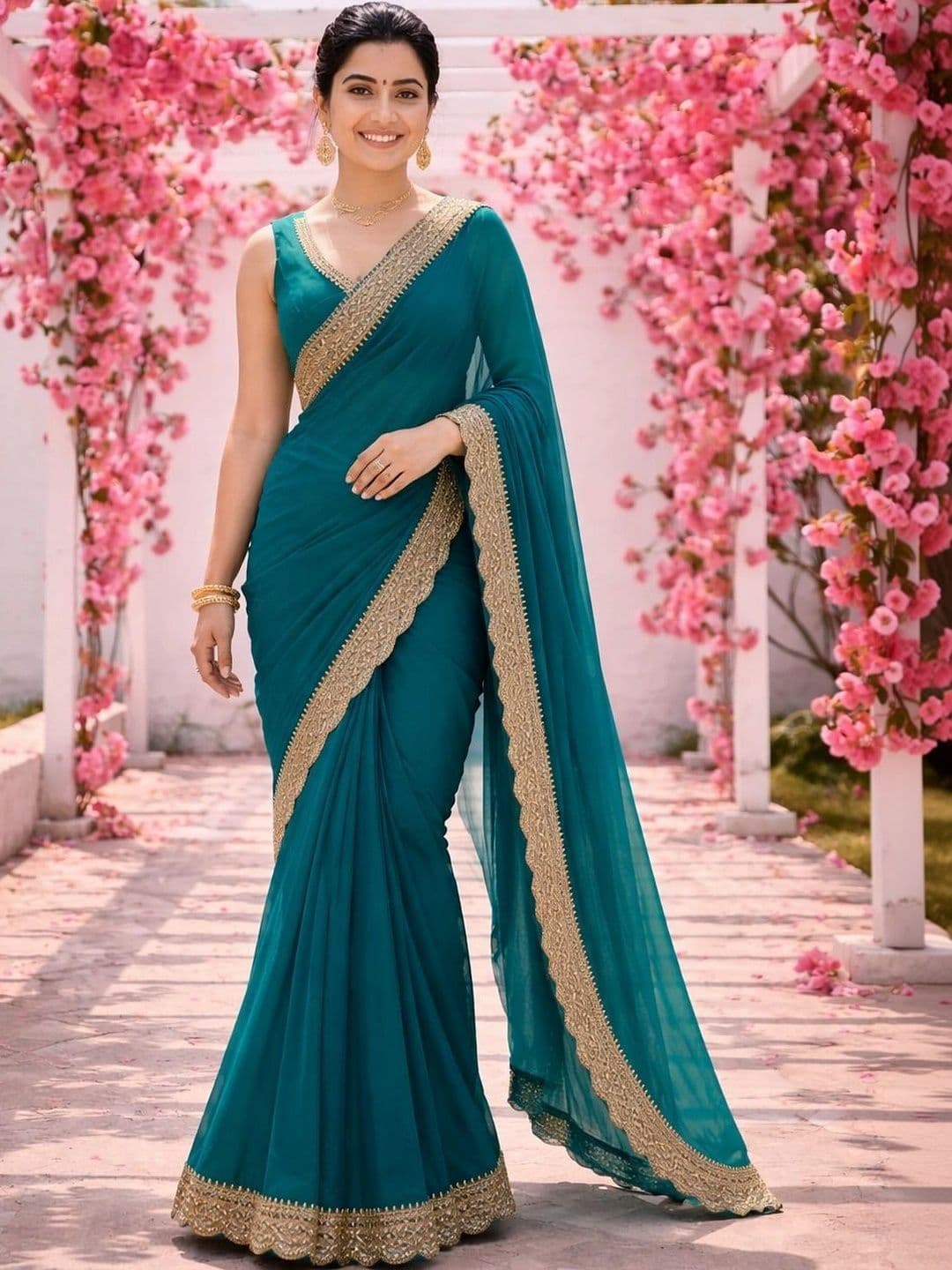 KALINI KALINI Embroidered Silk Blend Heavy Work Saree