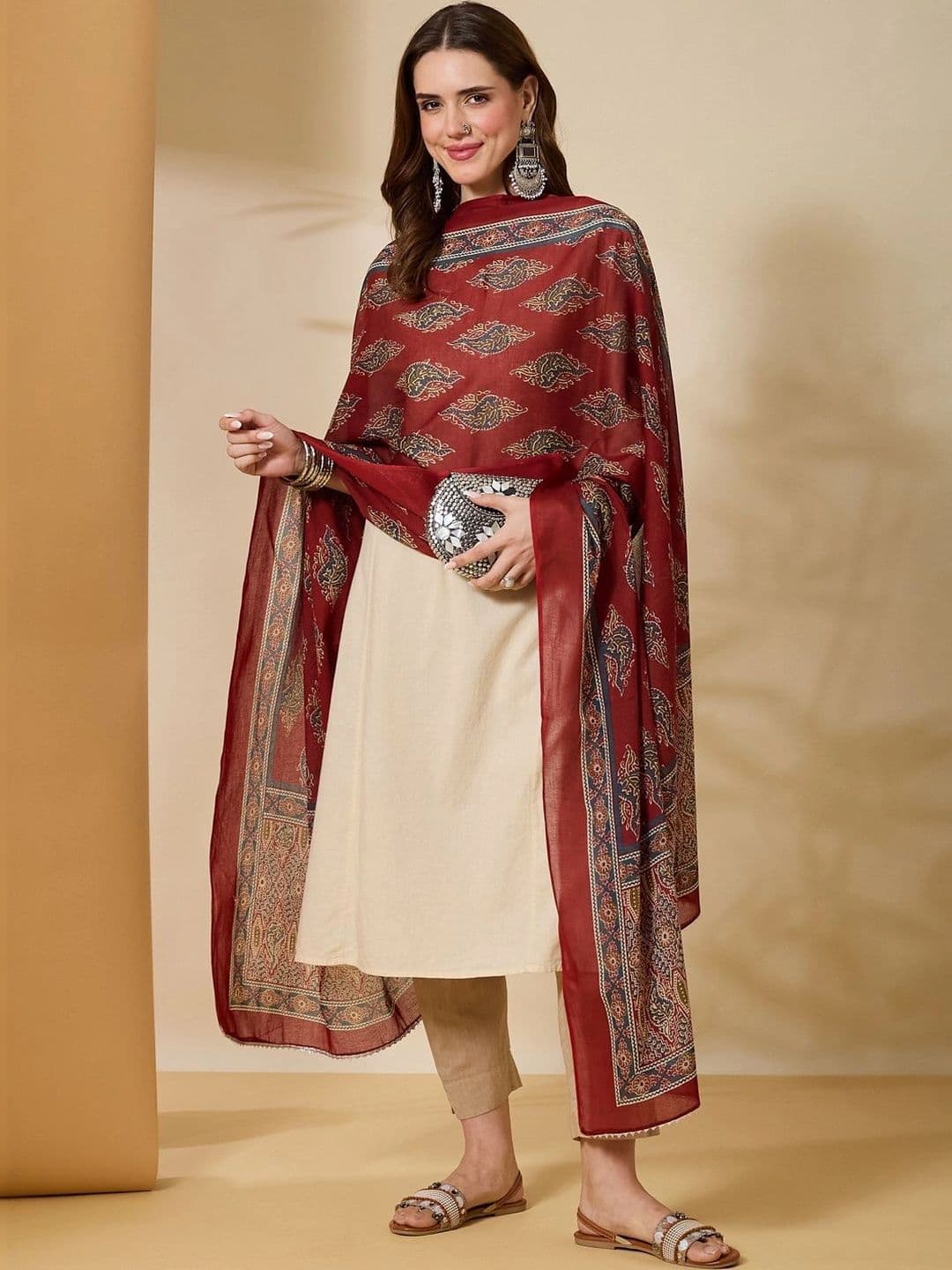 AKSHADEEP AKSHADEEP Ethnic Motifs Printed Kalamkari Dupatta