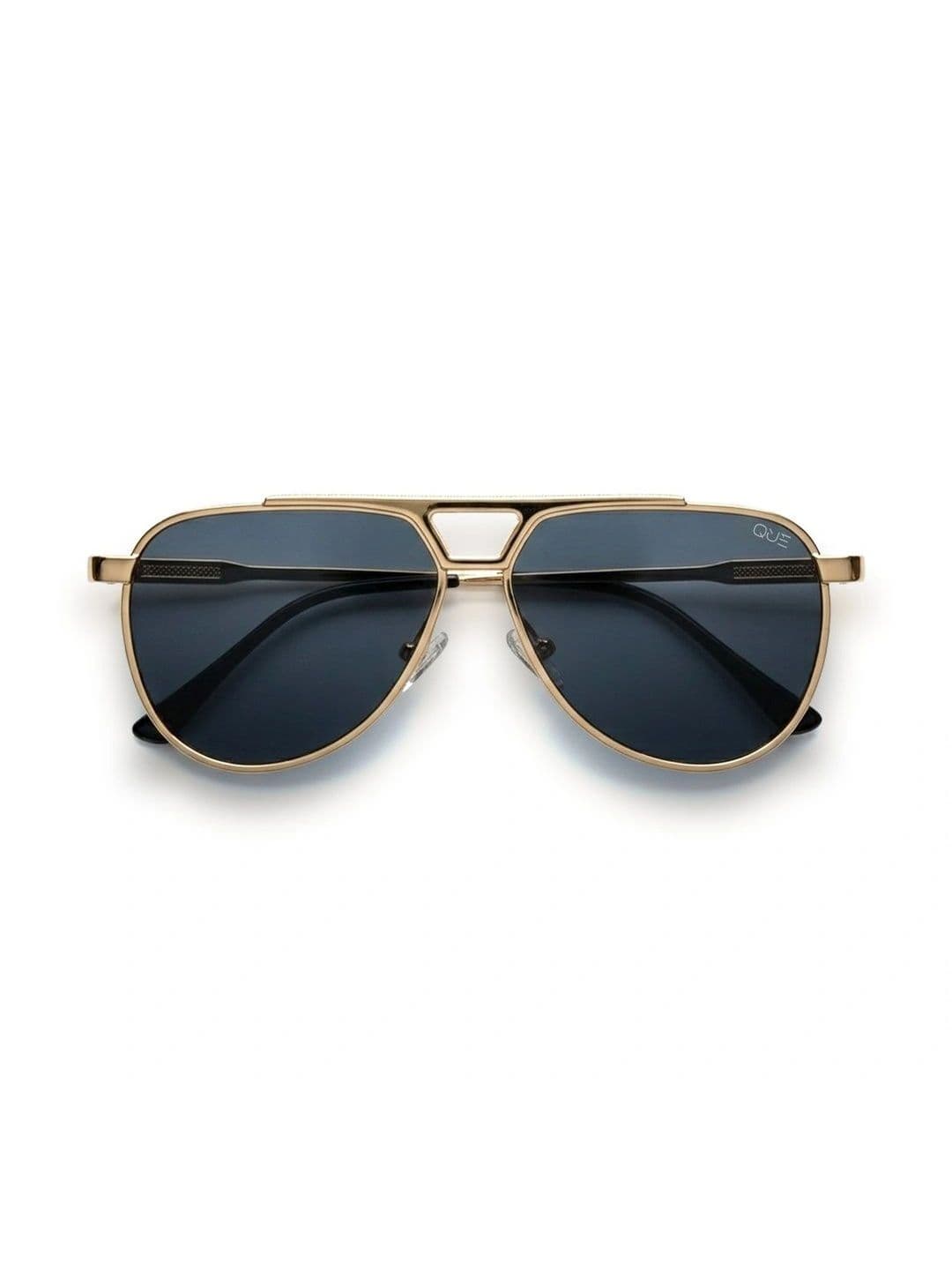 QUE UNIVERSE QUE UNIVERSE Unisex Grey Lens & Gold-Toned Aviator Sunglasses with