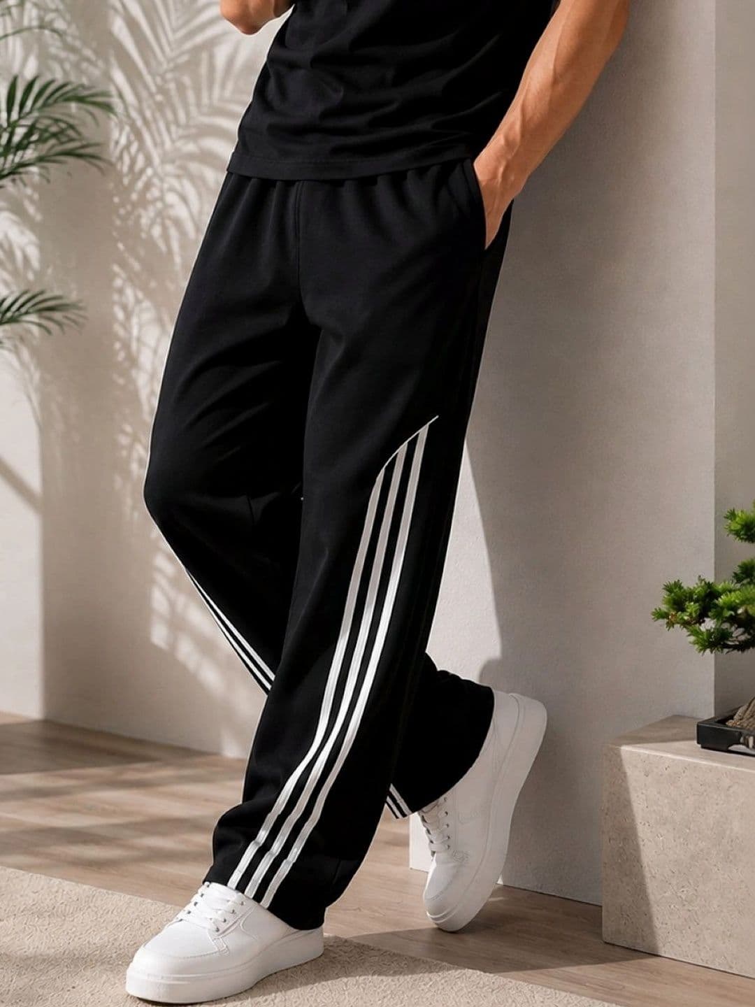 Metronaut Metronaut Men Classic Regular Fit Mid-Rise with Side Stripe Trouser
