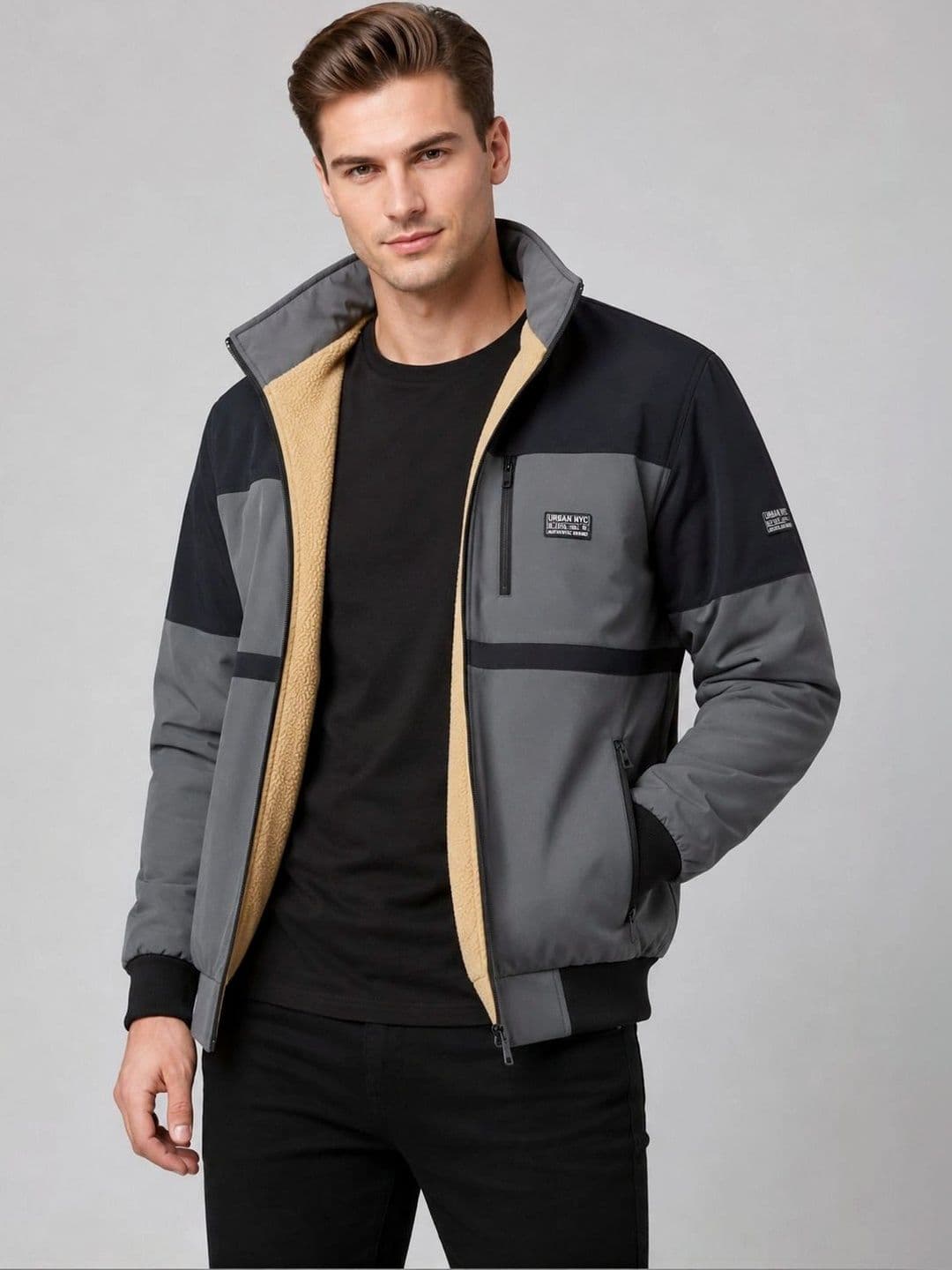 Mast & Harbour Mast & Harbour Men Colourblocked Insulator Bomber Jacket
