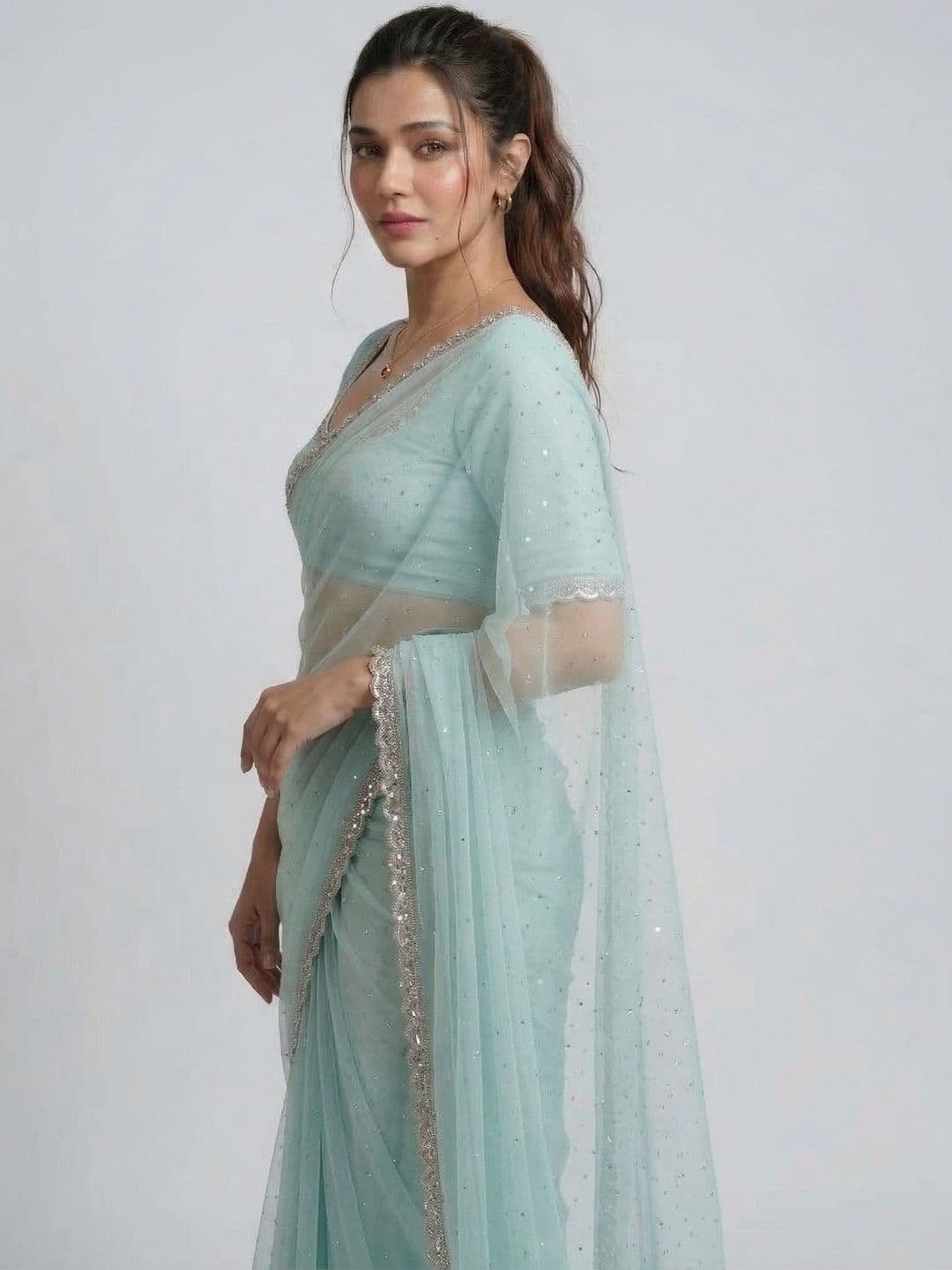 ELITERATI FASHION ELITERATI FASHION Embellished Sequinned Net Saree