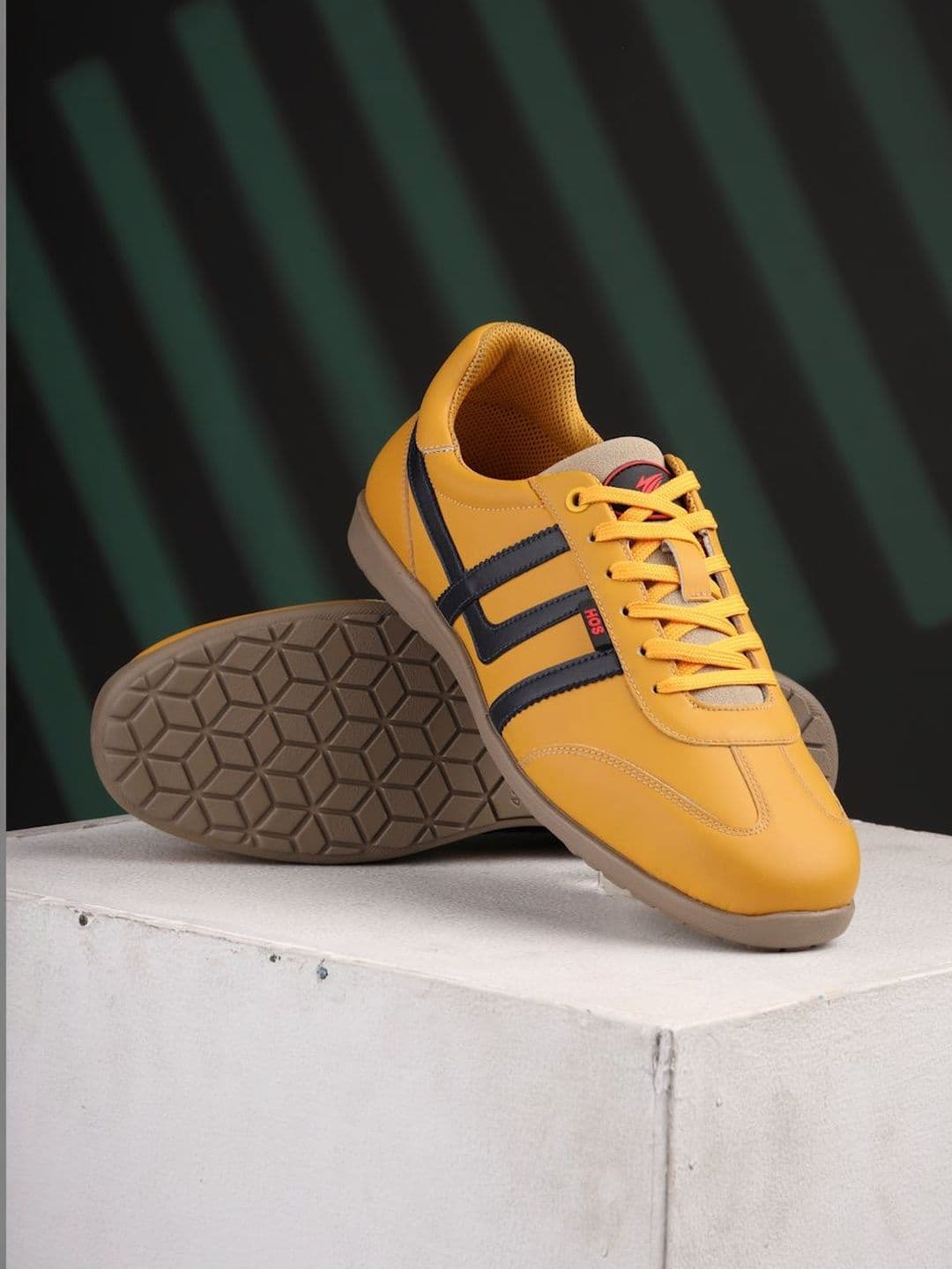 HOS HOS Men FELIX Colourblocked PU Coated Leather Lace-Up Sneakers Casual Shoes