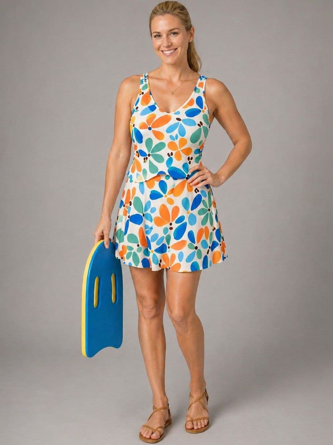 DressBerry DressBerry Printed Round Neck Swimming Dress