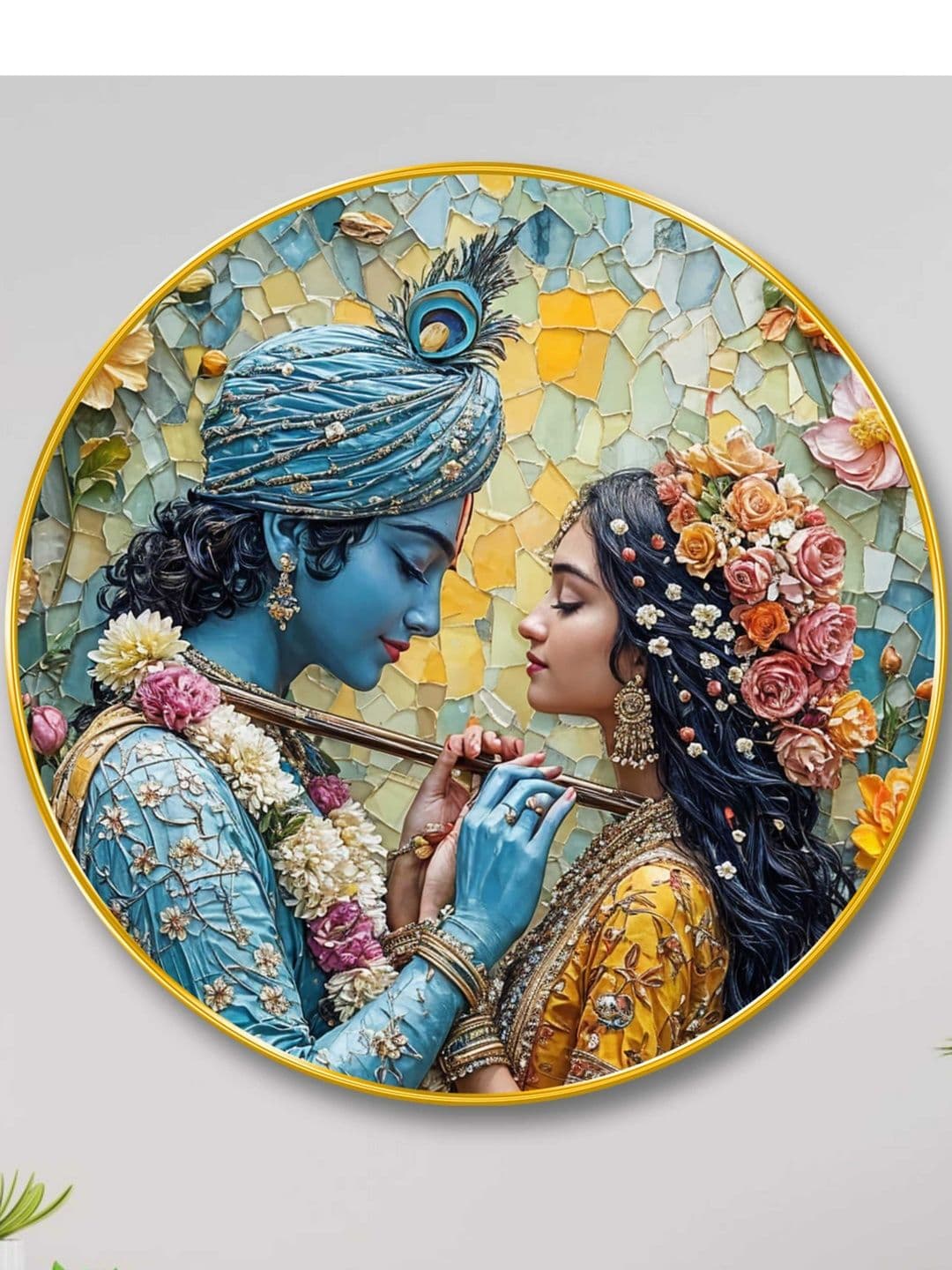 Myntra Elegant Homes Myntra Elegant Homes Blue & Yellow MDF Religious Wall Paintings