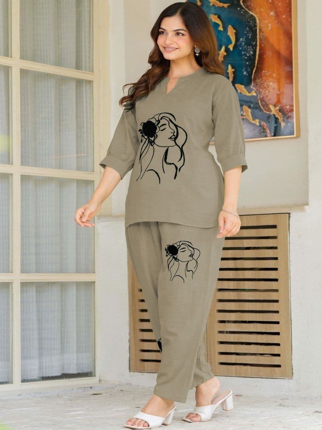 Naida Naida Printed Top with Trousers