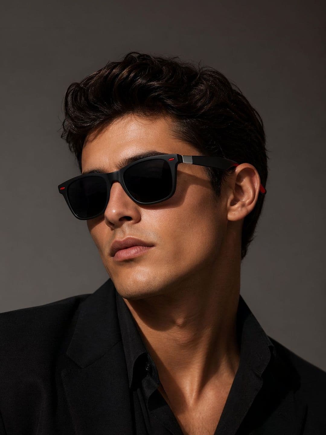 HAYDEN haiza HAYDEN haiza Men Black Lens & Black Square Sunglasses with