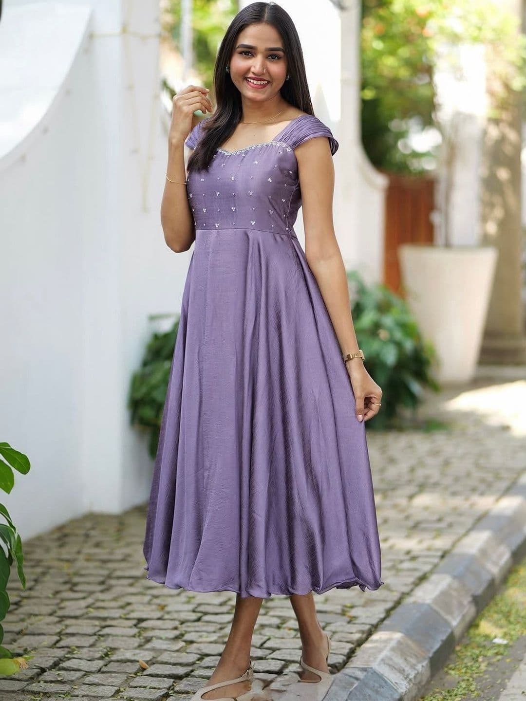 INDO AURA INDO AURA Embellished Fit & Flare Midi Dress