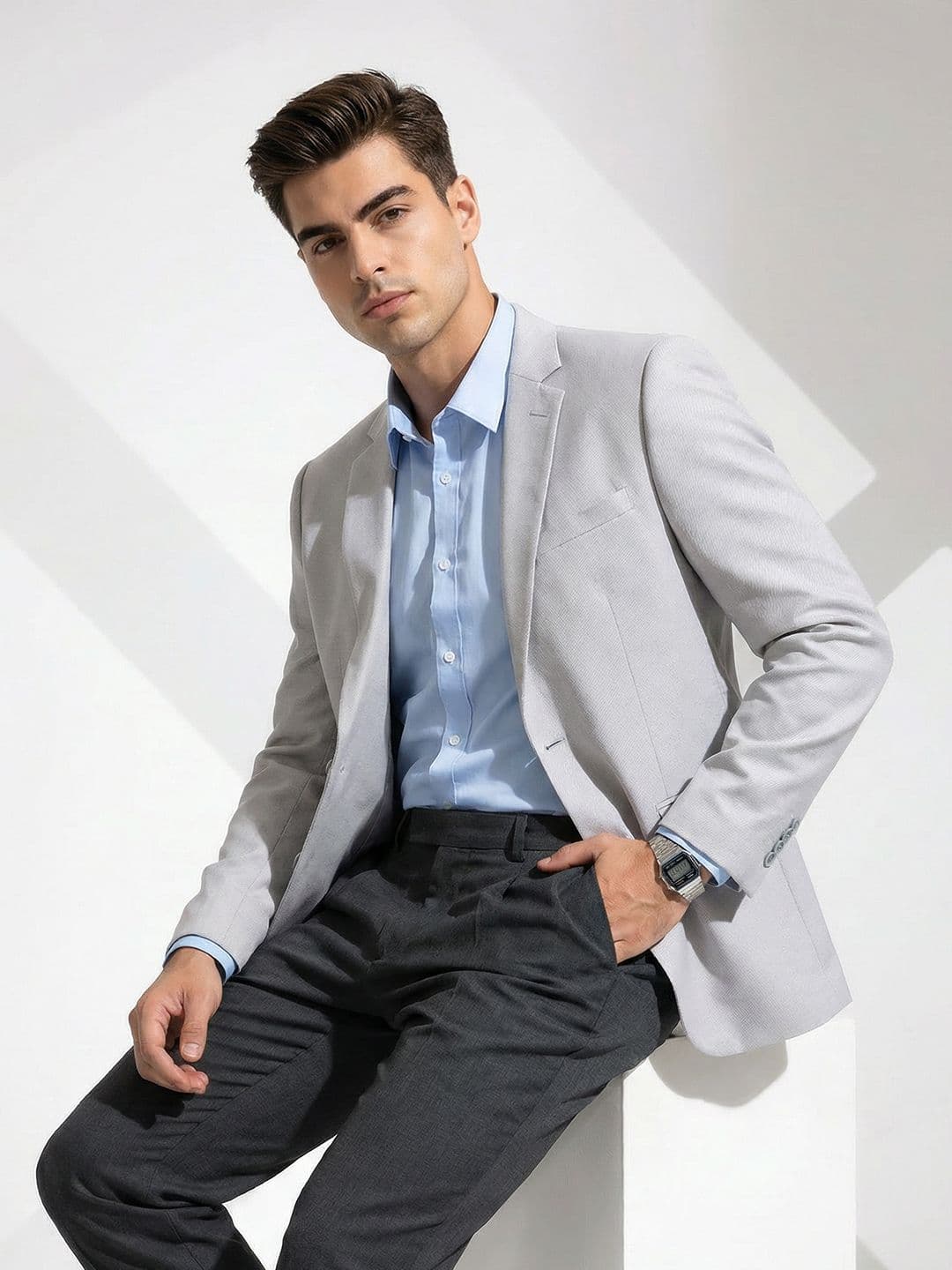 INVICTUS INVICTUS Single Breasted Notched Lapel Formal Blazer