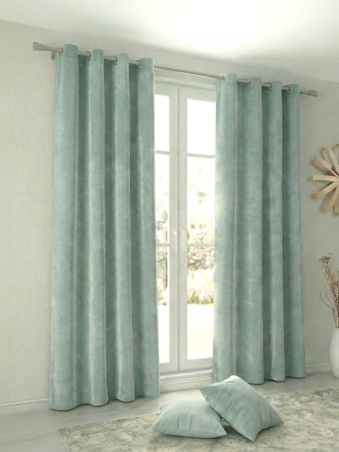 Home Spark Home Spark Sea Green Set of 2 Room Darkening Door Curtain