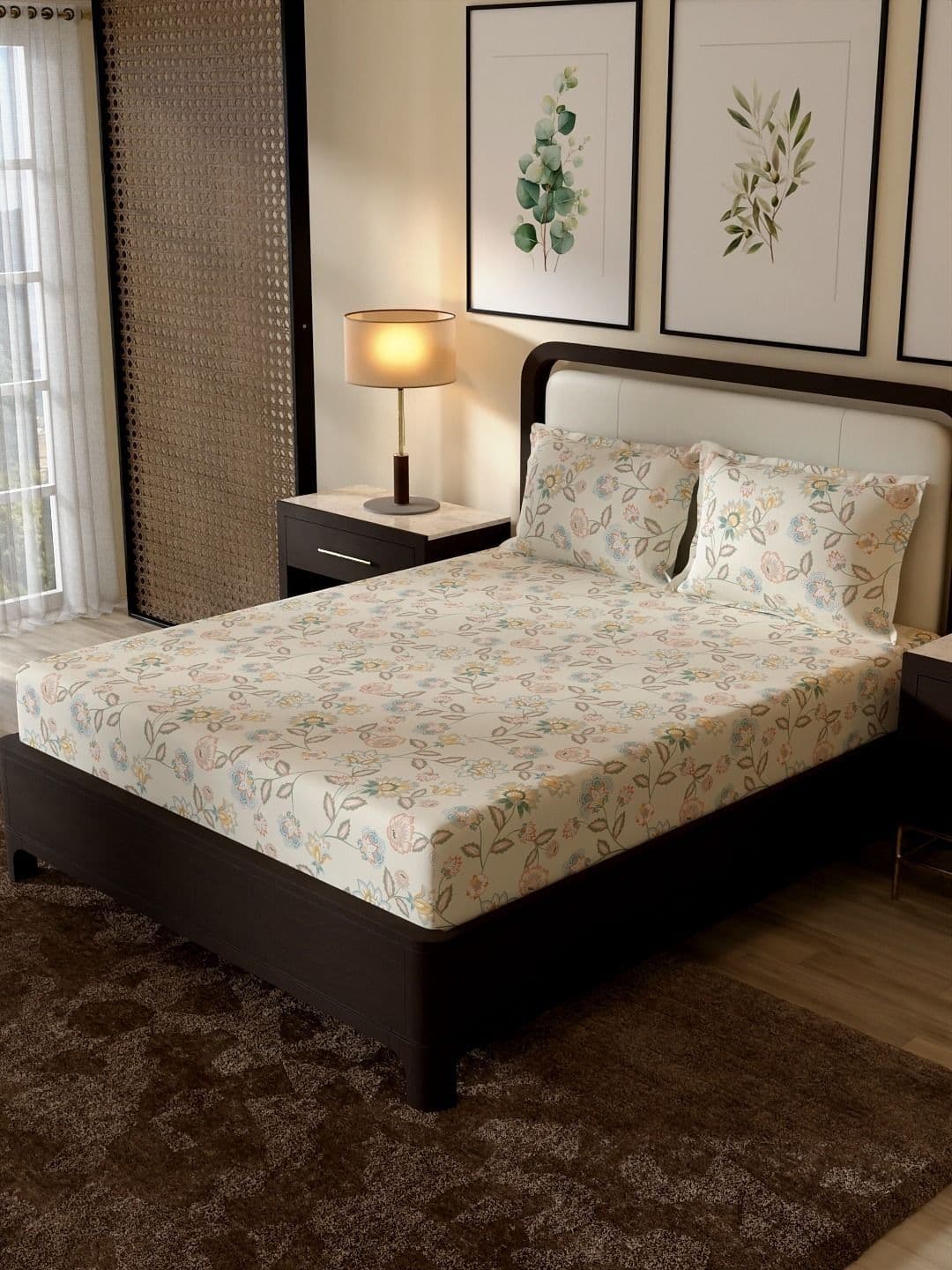 Portico New York Signature Portico New York Signature Elegance 104 TC Cotton Super King Bedsheet With 2 Pillow Covers
