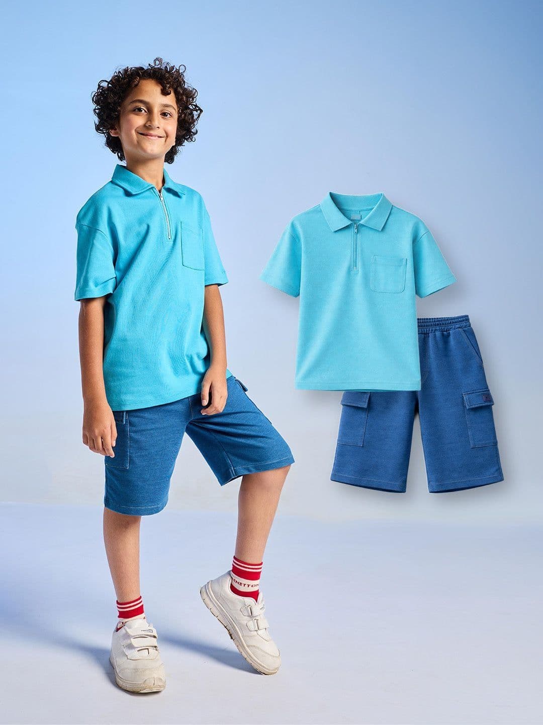 Boys T-Shirt & Denim Shorts Dotokids Boys Relaxed Fit Polo T-Shirt & Cargo Denim Shorts Clothing Set