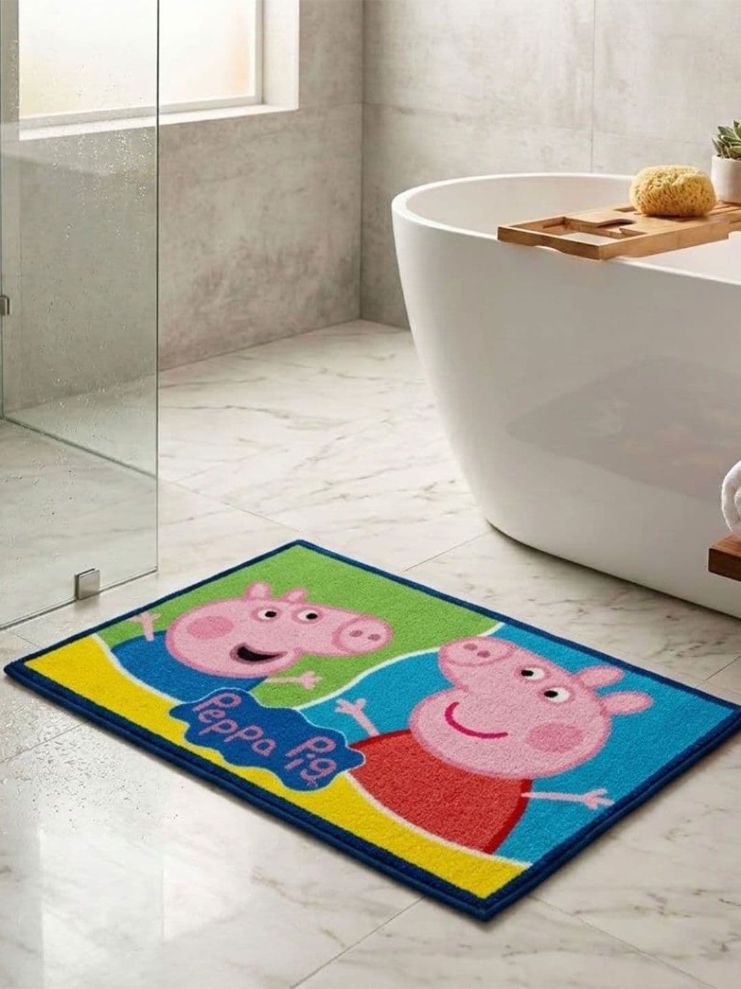 Athom Living Athom Living Blue & Green Peppa Pig Character Theme Kids Anti Slip Bathmat 57x37