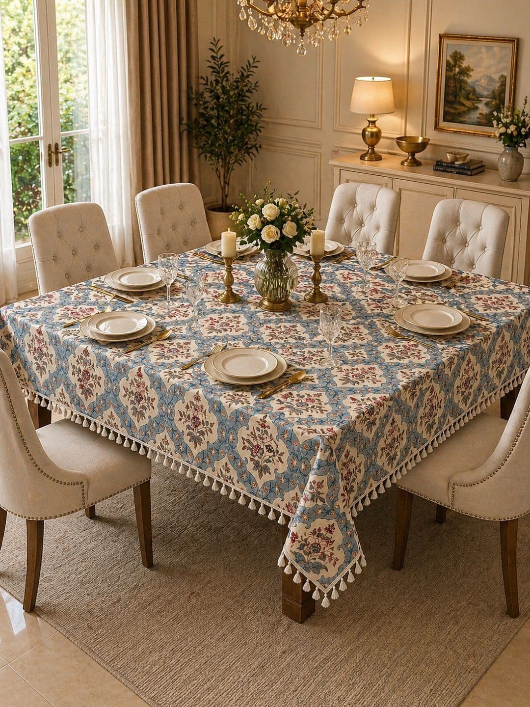 RRC RRC Blue Floral 6-Seater Table Cover