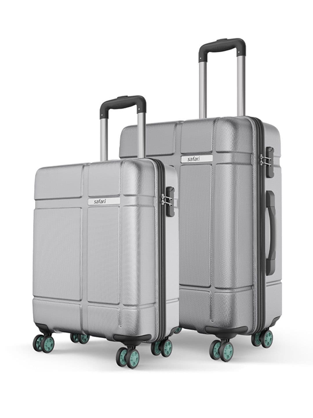 Safari Safari Route Silver Set of 2 Polycarbonate Hard Sided Trolley Bag Suitcase