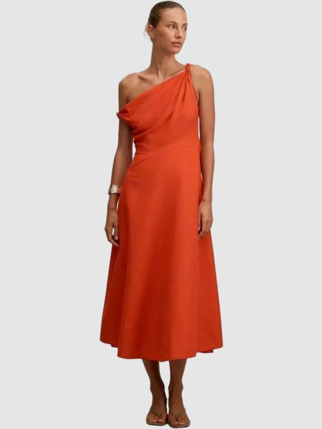 Forever New Forever New Linen Fit & Flare Midi Dress