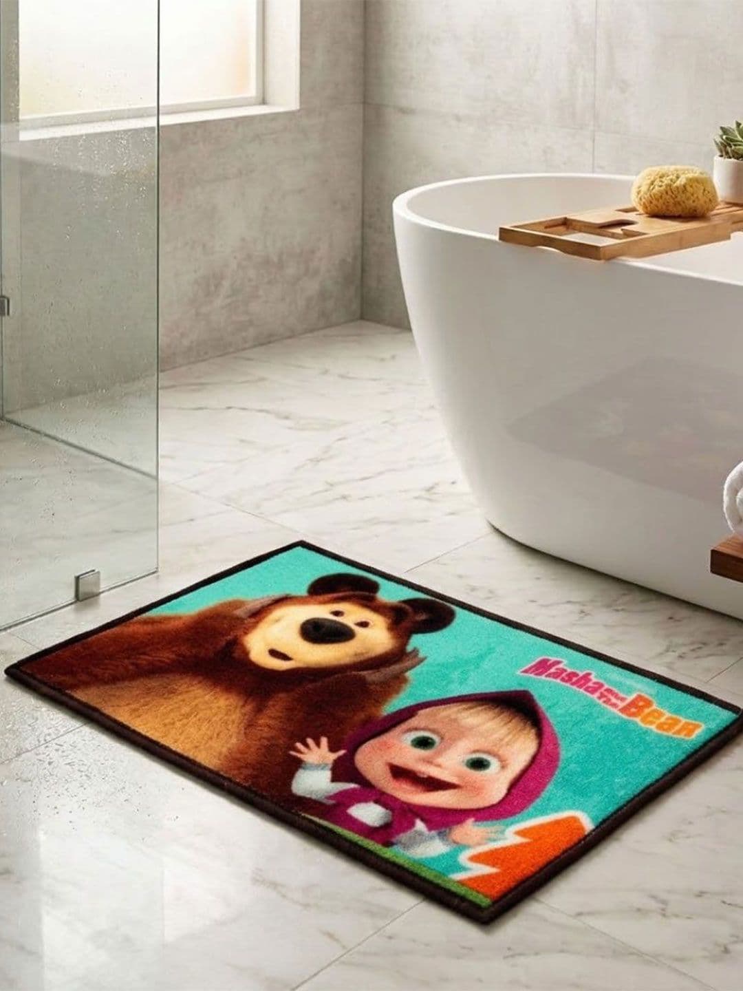 Athom Living Athom Living Green Masha and the Bear Character Theme Kids Anti Slip Bathmat 57x37