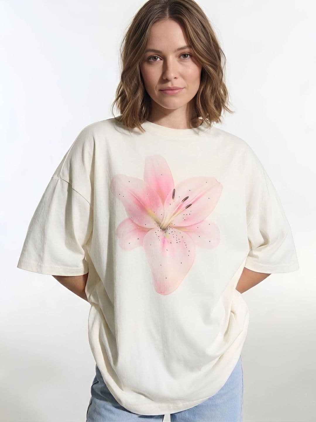 SMARTEES SMARTEES Women Floral Printed Drop-Shoulder Sleeves T-shirt