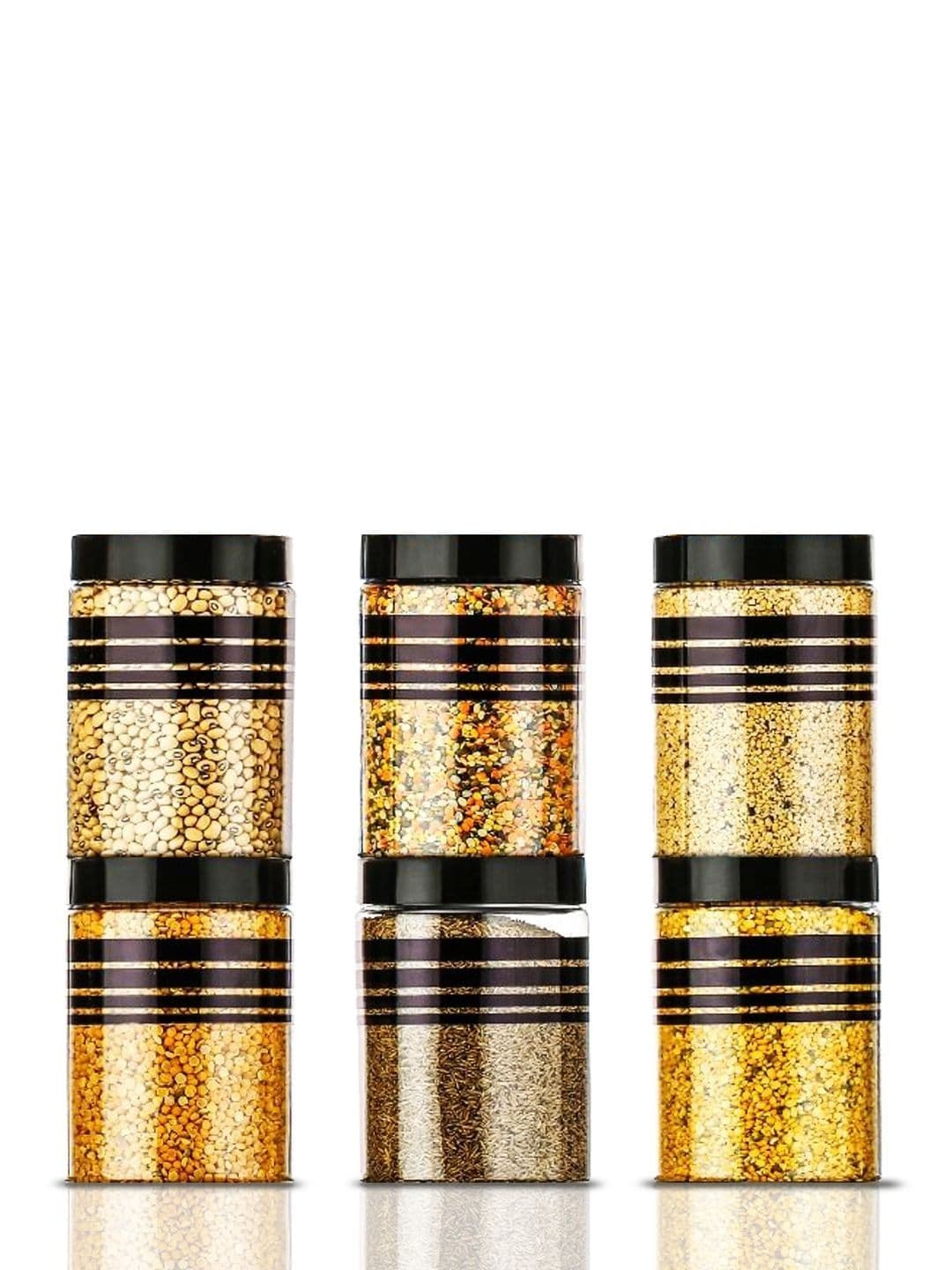 Aura Aura Set of 6 Black Airtight Plastic Kitchen Storage Containers 500 ml