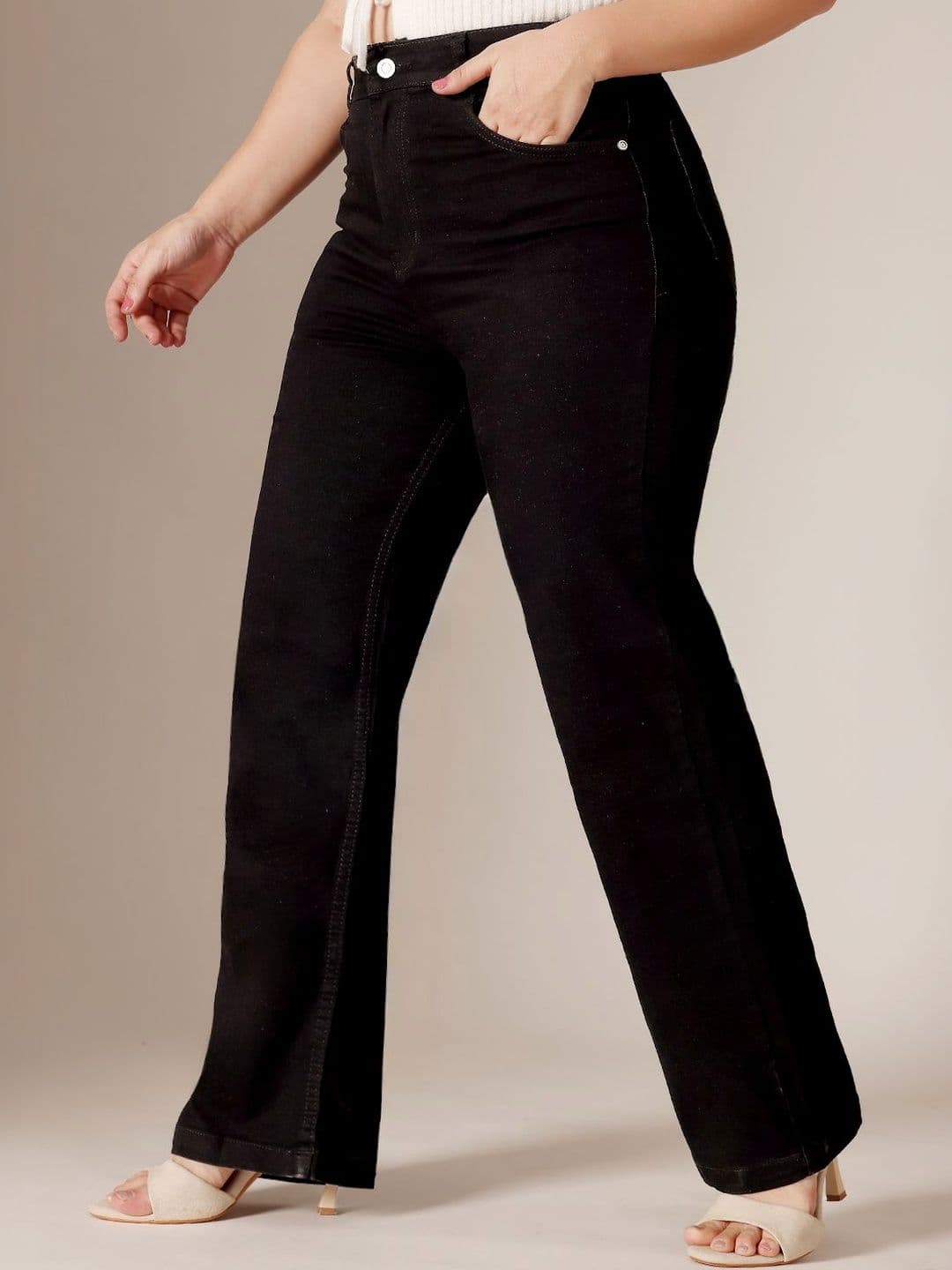 Miss Chase A+ Miss Chase A+ Plus Size Women Straight High Rise Stretchable Denim Jeans