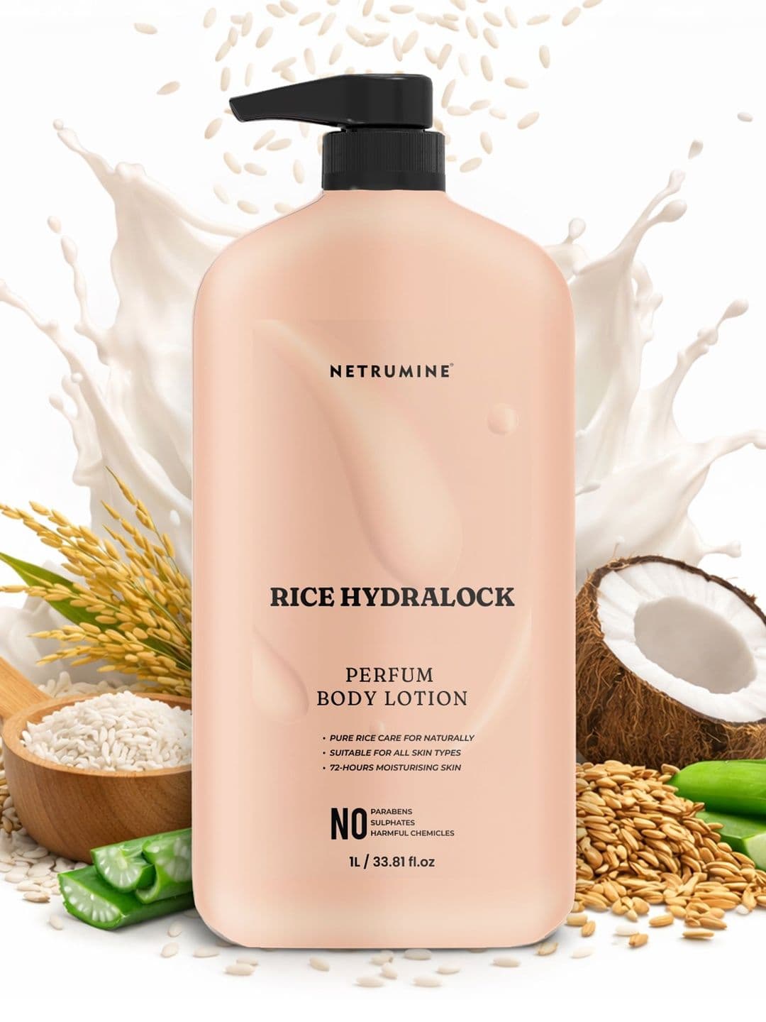 NETRUMINE NETRUMINE Rice Hydralock Perfume Body Lotion Smooth & Glowing Skin - 1L