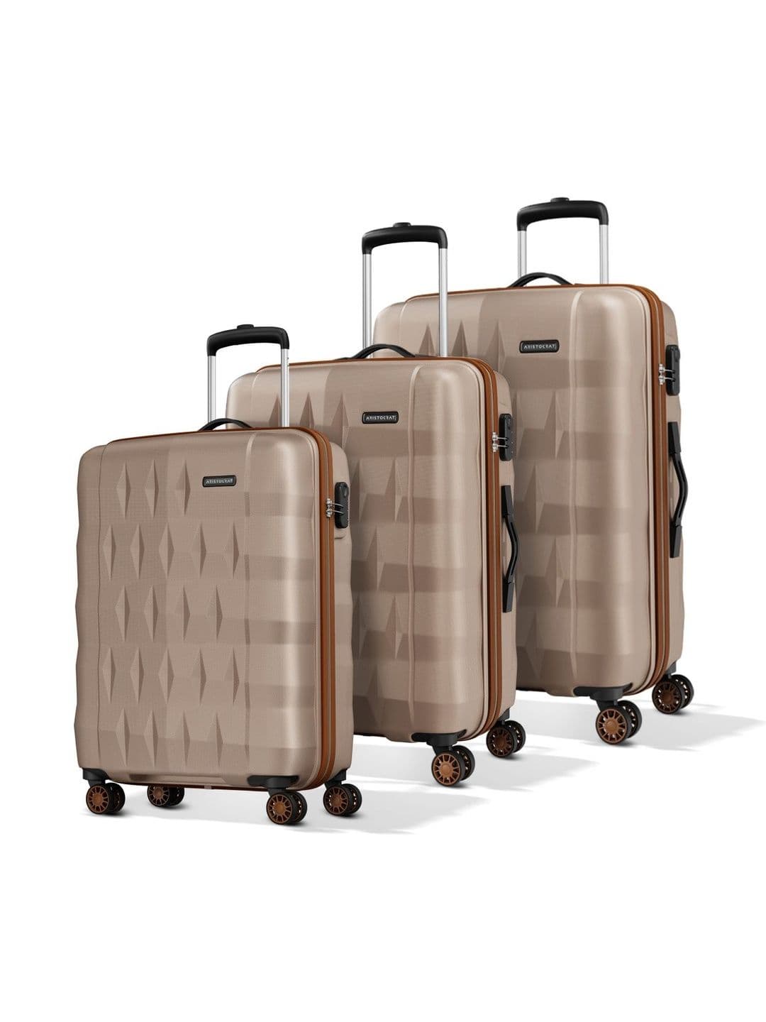 Aristocrat Aristocrat Unisex Set of 3 Comet Champagne S-M-L Hard Luggage Trolley Bag