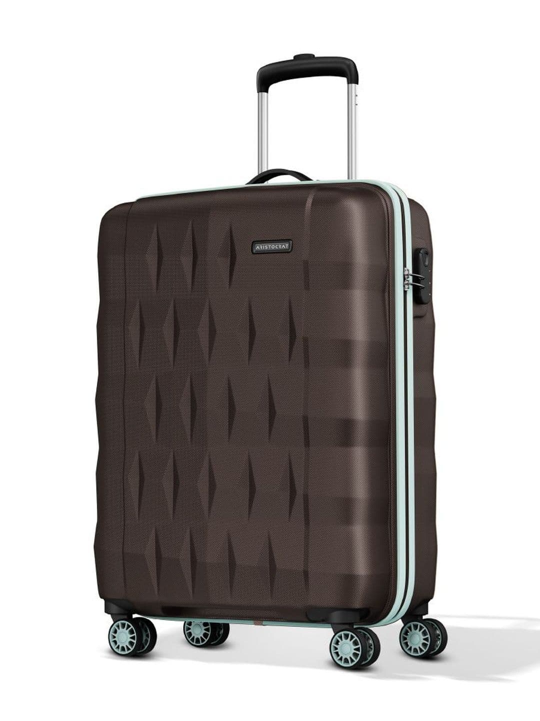 Aristocrat Aristocrat Unisex Comet Dark Brown Small Hard Luggage Cabin Trolley Bag with 8-Wheel