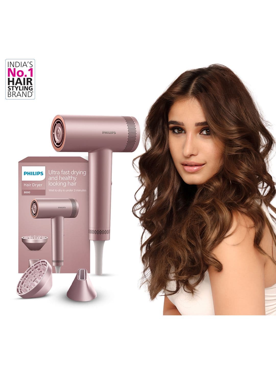 Philips Philips Hydrating Hair Dryer Retains Hair Strength with 2 Magnetic Attachments - BHD833/10
