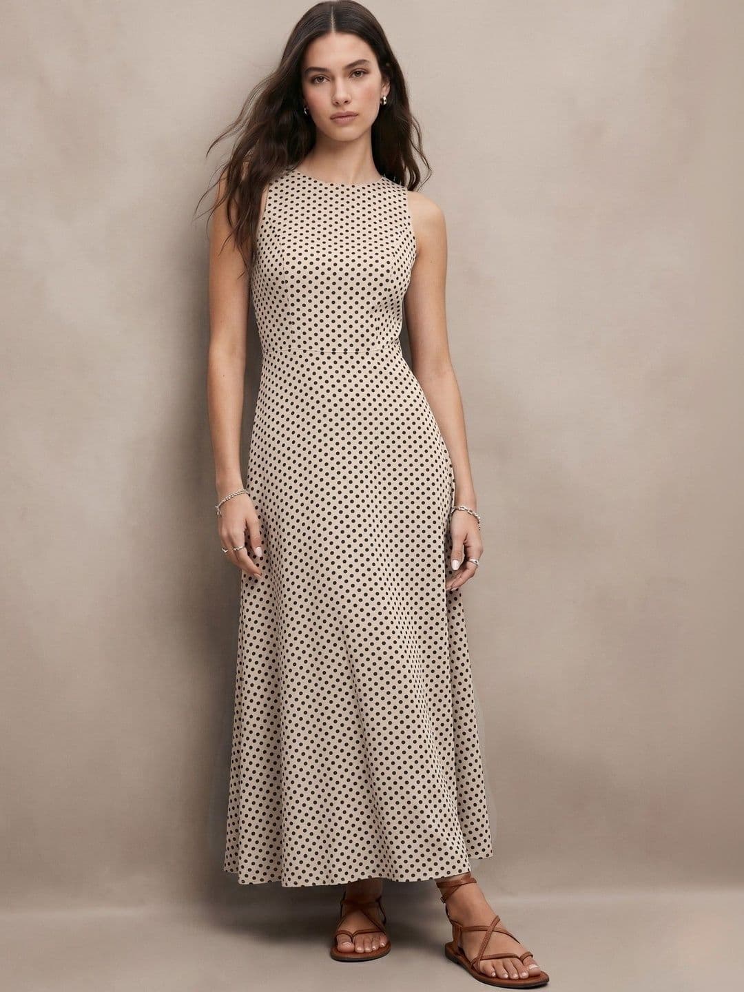 Polka Dot Print A-Line Midi Dress Outzidr Polka Dot Print A-Line Midi Dress
