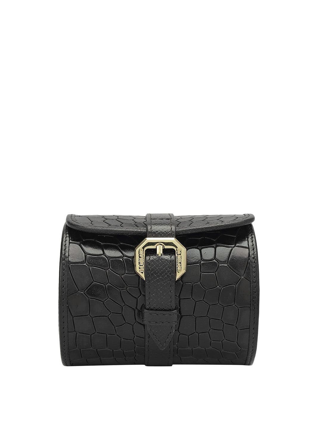 Da Milano Da Milano Black Textured Leather 1 Slot Watch Organiser