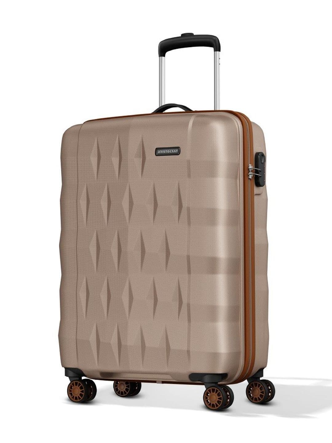 Aristocrat Aristocrat Unisex Comet Champagne Small Hard Luggage Cabin Trolley Bag with 8-Wheel