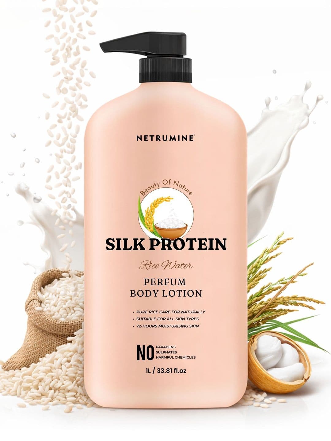 NETRUMINE NETRUMINE Silk Protein Rice Water Perfume Body Lotion - 1L