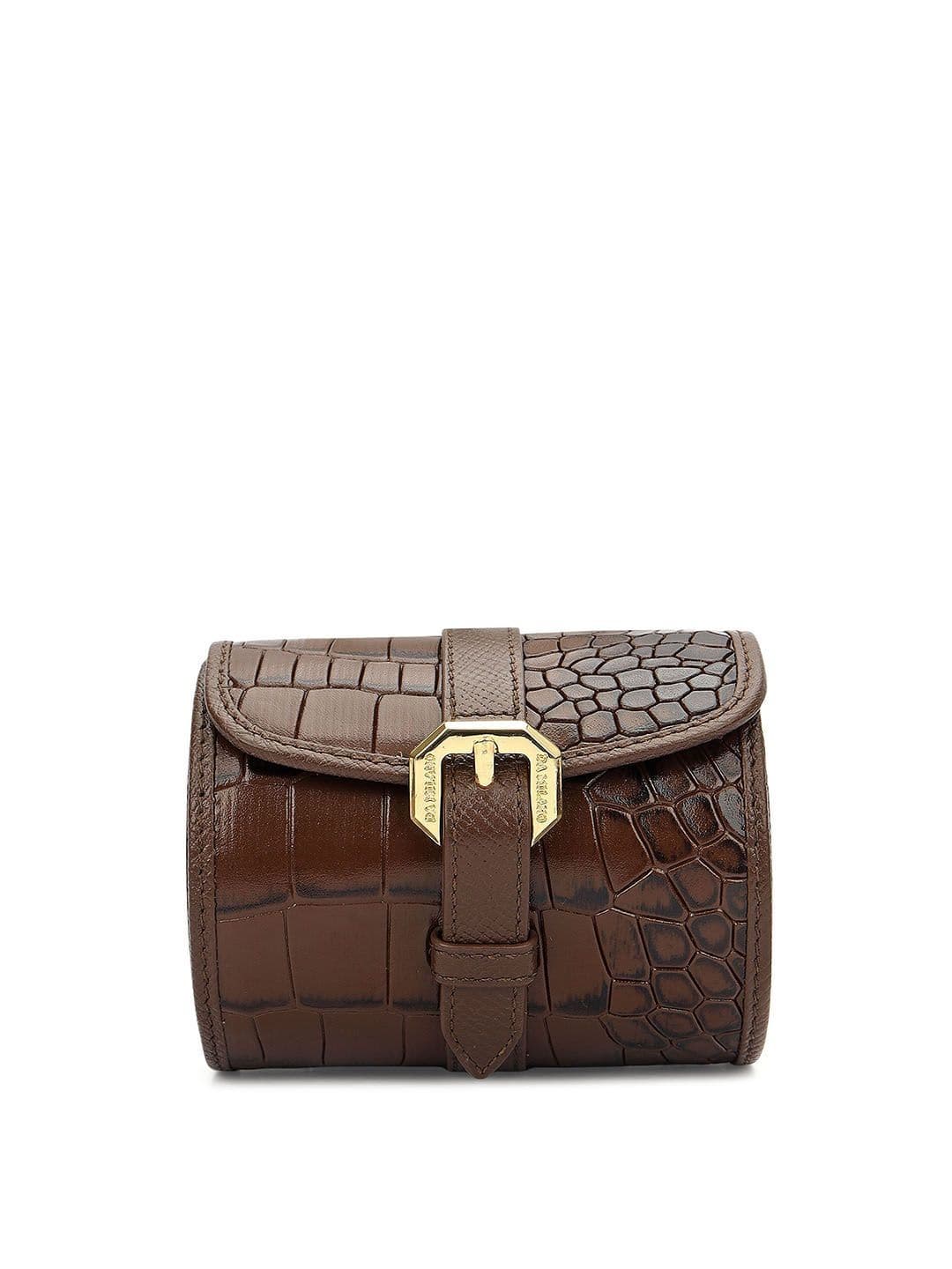 Da Milano Da Milano Brown Textured Leather 1 Slot Watch Organiser