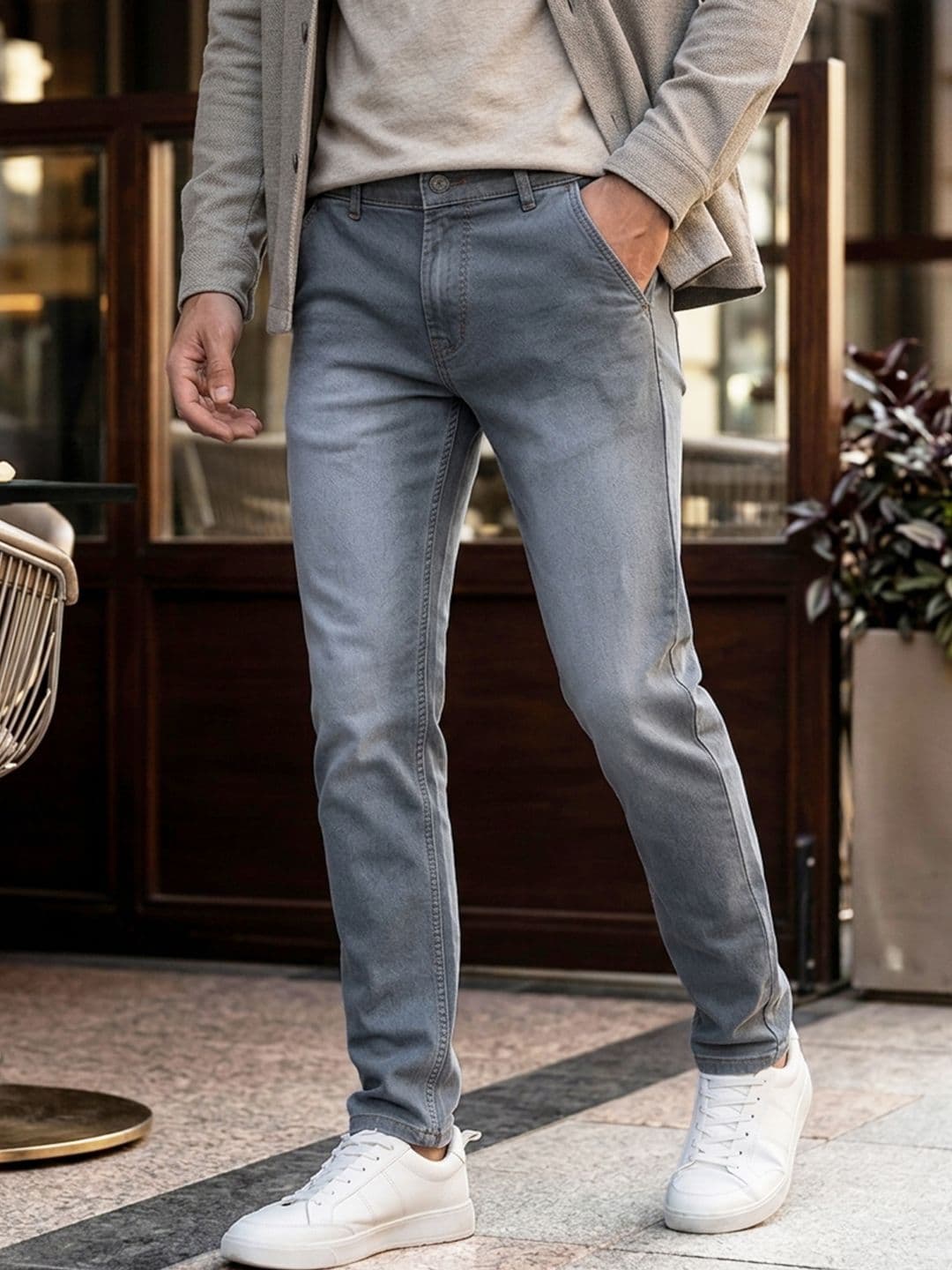 Urbano Fashion Urbano Fashion Men Grey Slim Fit Mid-Rise Clean Look Stretchable Jeans
